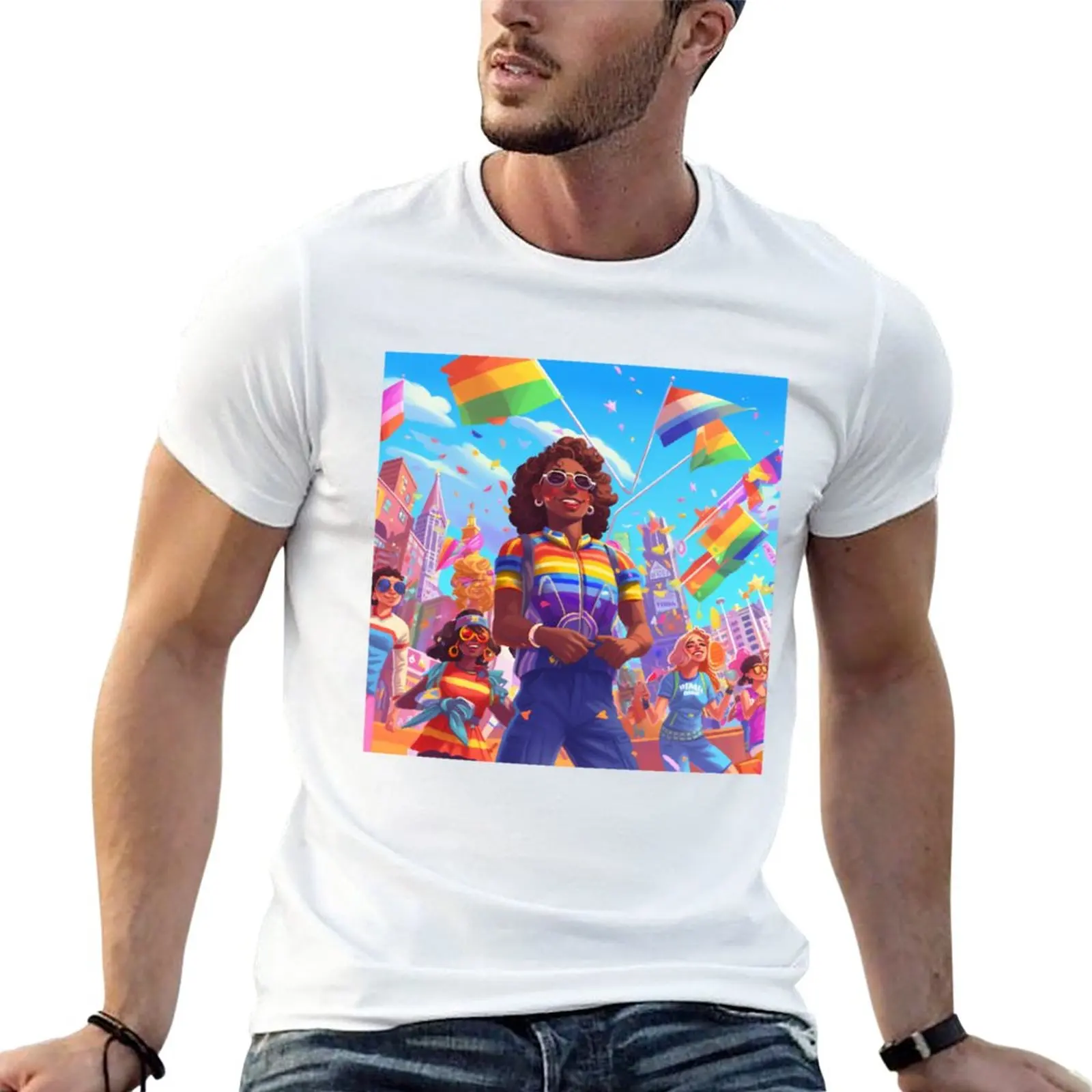 

the concept of gender fluidity and inclusivity by depicting a rainbow-colored chameleon changing its appearance using di T-Shirt