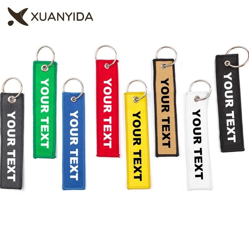 Customized Keychain Launch Custom Your Name Logo Text Embroidery Key Chain For Motorcycles Cars Key Tag Door Key Fobs Wholesale