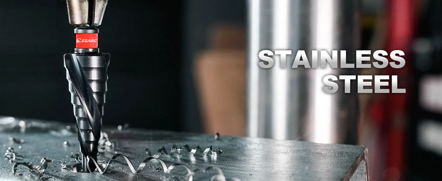 EZARC 4-20mm HSS Stufenbohrer M35 Kobalt AlTiN Beschichtet für Metall, Edelstahl, Aluminium, Kunststoff. 1/4-Zoll-Sechskantschaft – Detail 6
