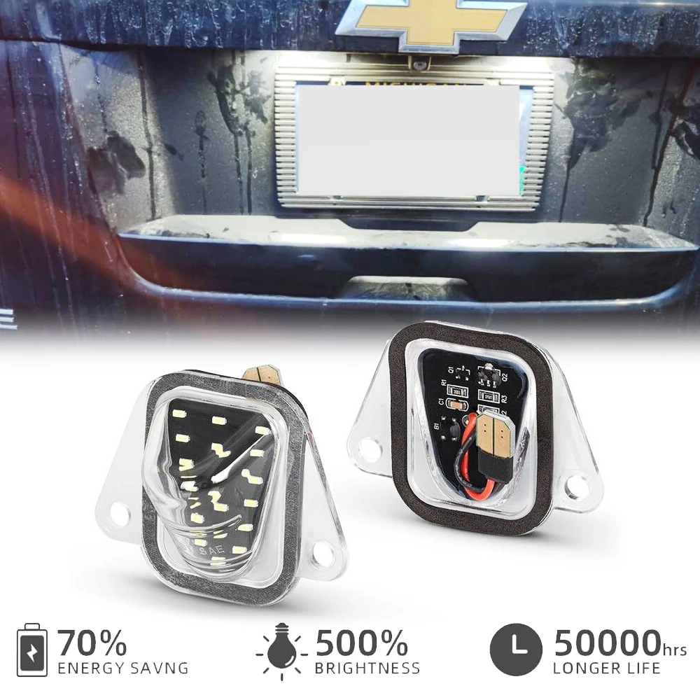 

For Chevrolet Suburban 1500 2500 Tahoe GMC Yukon Cadillac Escalade ESV 2007-2014 LED License Number Light Warning Tag Reflector