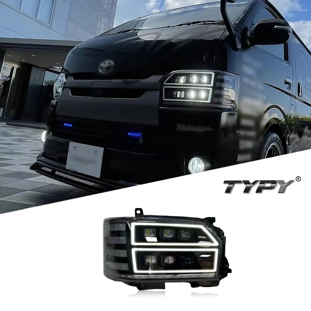 

TYPY Car For Toyota Hiace Headlight 2014-2019 Upgrade Modified to New DRL Dynamic Turn Signal LED Headlight Auto Accessories