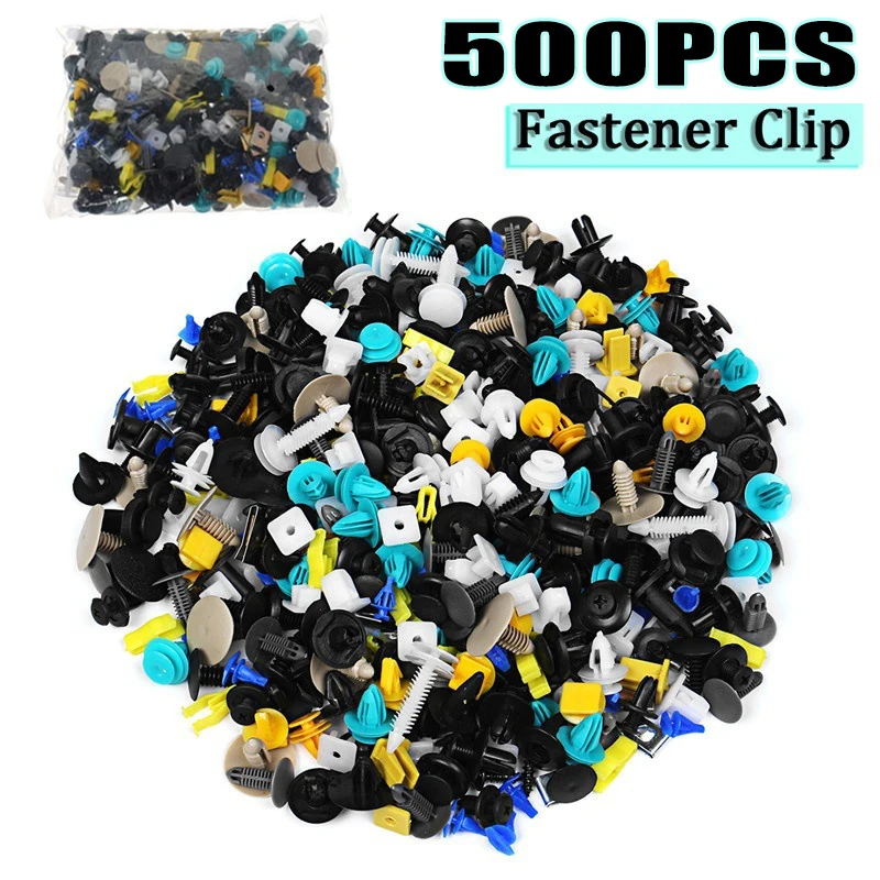500PCS Mixed Auto Vehicle Fastener Bumper Clips Retainer Rivet Door Panel Fender Liner Universal Fit All Car