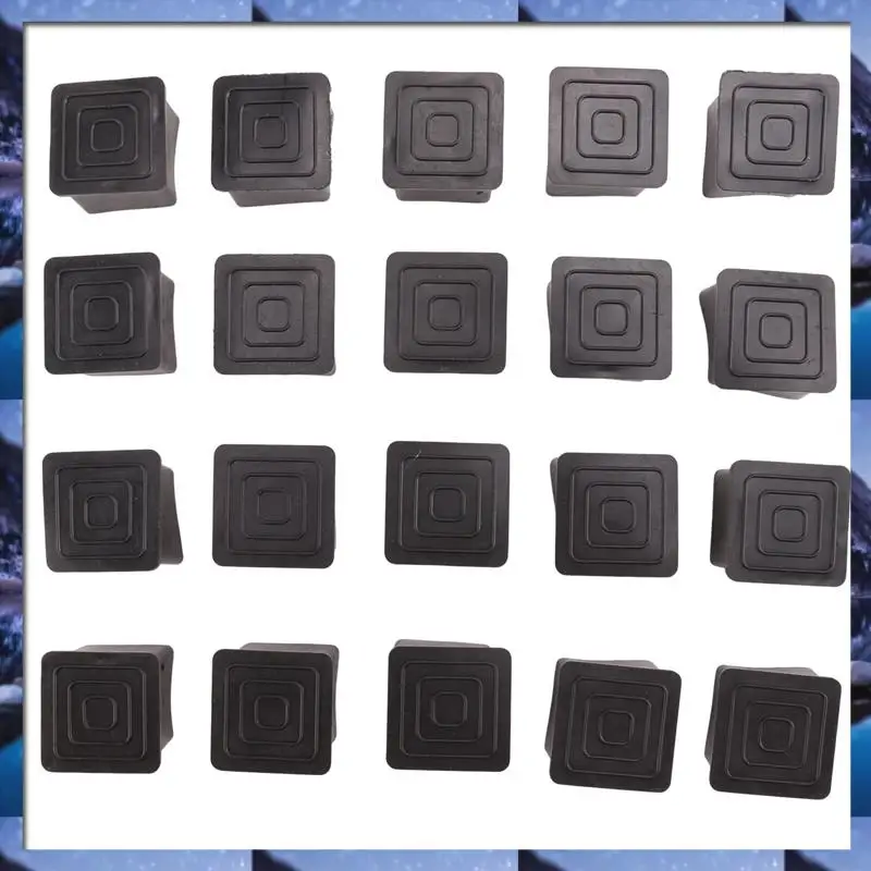 ABSU 20 stuks vierkante stoel tafelpoot voet rubberen hoezen beschermers 25 mm x 25 mm en 20 stuks plastic vierkante blinde eindkappen buisinser