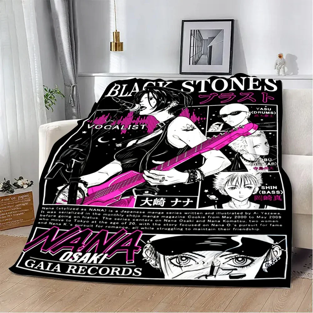 Anime Mädchen Nana Flanelldecke, 3D-gedruckte Picknickdecken, warm, weich und bequem, Überwurfdecke, Zuhause, Reisen, Geburtstagsgeschenk