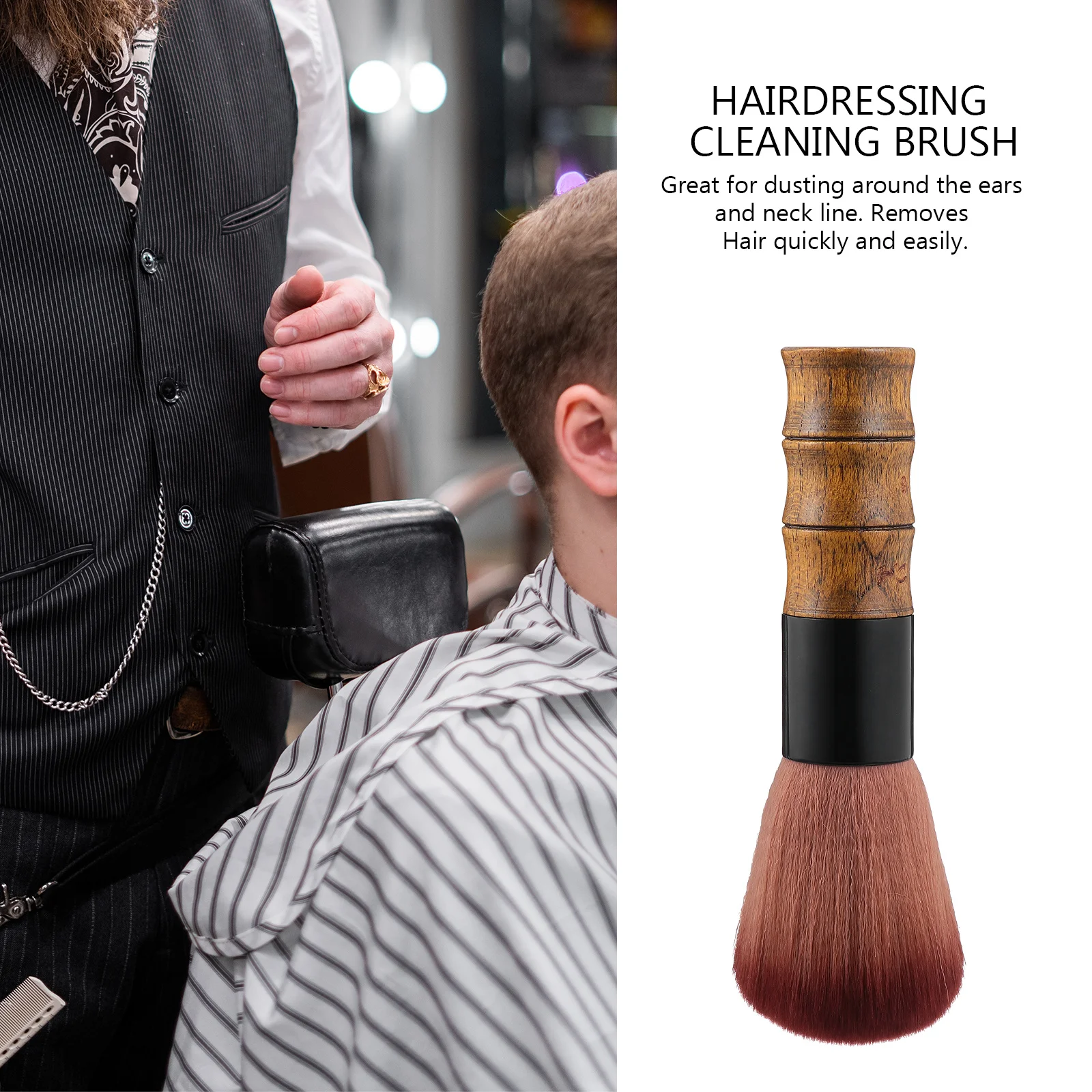 1 pz spazzola per la pulizia dei capelli del collo forniture per parrucchieri manico in legno massello spazzola per taglio di capelli per salone strumento per la depilazione dello spolverino per il collo