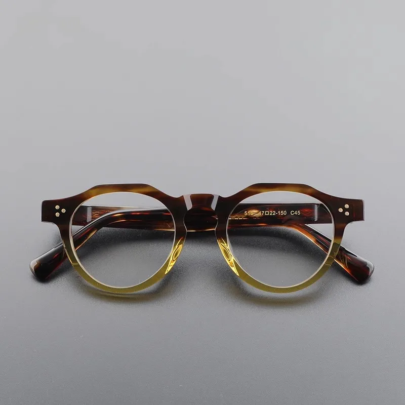 Japanese Style Handmade High Quality Acetate Round Glasses Frame For Men Women Designer Eyeglasses Can customize lenses