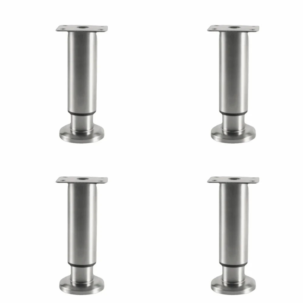 4PCS Telescopic Telescopic Furniture Legs Adjustable Height Silver Adjustable Furniture Feet Stainless Steel + PP
