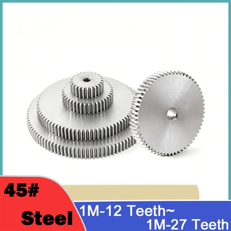 Weiyi 1/2/5pcs 45# Steel 1 Modulus Spur Gear 12/13/14/15/16/17/18/19/20/21/22 23/24/25/26/27 Teeth Metal Transmission Motor Gear