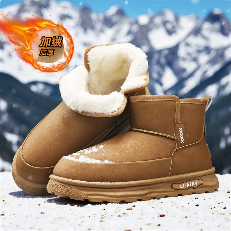 

Men’s 2025 Insulated Snow Boots, Faux Fur Lined & Anti-Skid, Perfect for Veterans Day & Skiing or Snowboarding