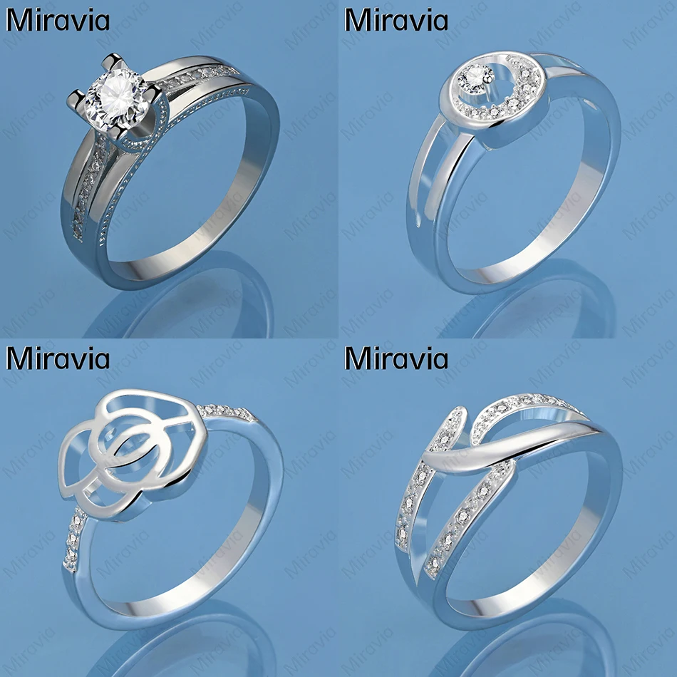 

Miravia 925 Sterling Silver Moon Zircon Ring European and American Fashion Women's Anniversary Gift Jewelry