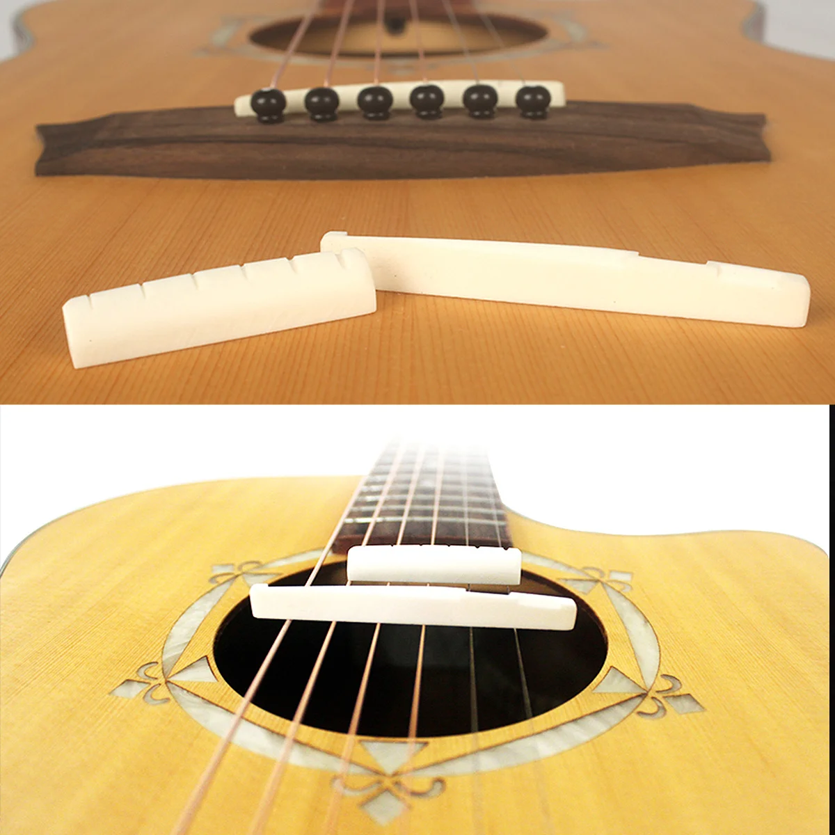

2 set Ox Bone Guitar Nut White 2 Sizes Replacement Bridge Saddle For Acoustic Classical Guitar Repair Durable Instrument