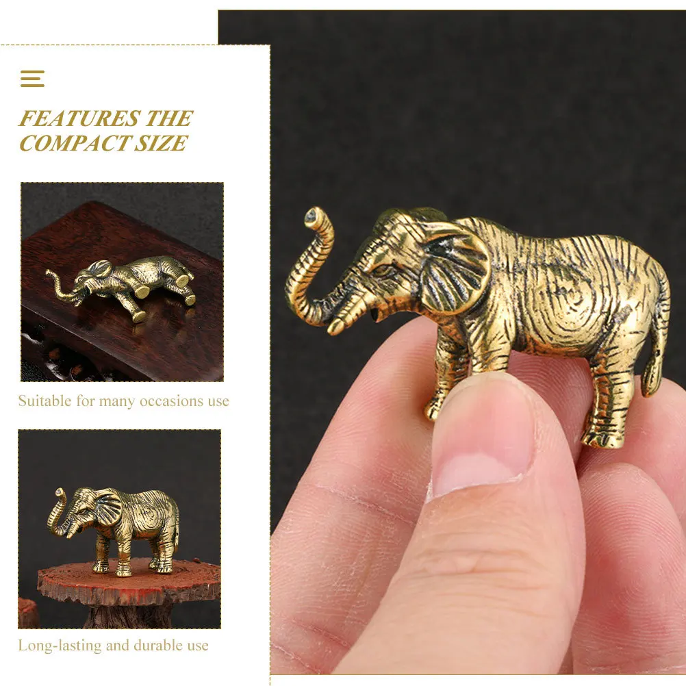 

Brass Elephant Statue Vintage Creative Desktop Decor Small Brass Craft Animal Ornament Exquisite Vintage Elephant Statue