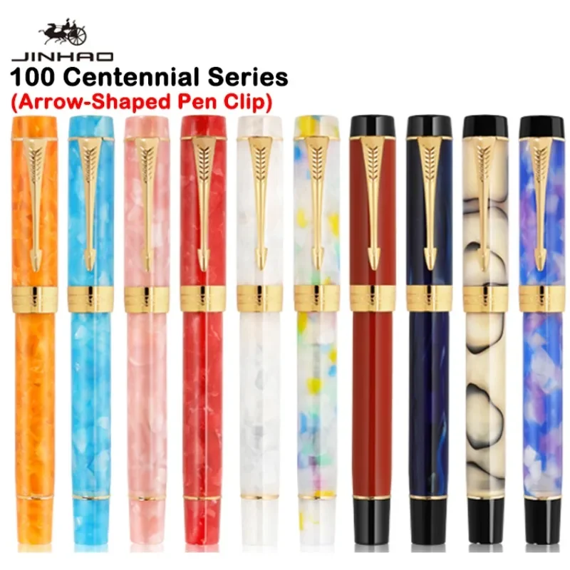 jinhao 100 caneta tinteiro de resina centenaria em forma de seta clipe dourado material escolar de escritorio de negocios papelaria pk 9019 01