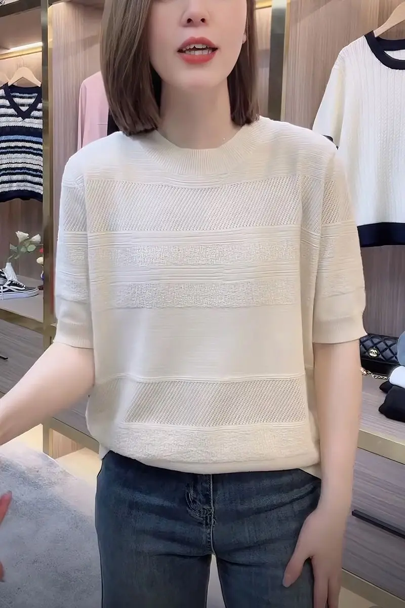 

Новинка 2024, модная женская однотонная водолазка с рукавом до локтя, летняя Женская Корейская облегающая уличная одежда, топы, тонкая вязаная футболка YC182