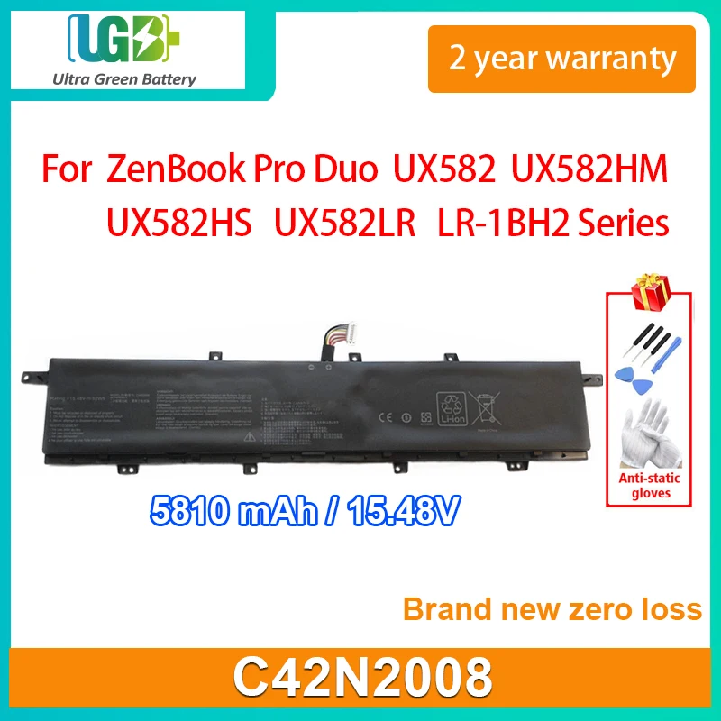 ugb novo c42n2008 bateria do portatil para asus zenbook pro duo ux582 lr1bh2 lrxs74t ux582hm ux582hs ux582lr 1548v 92wh 01