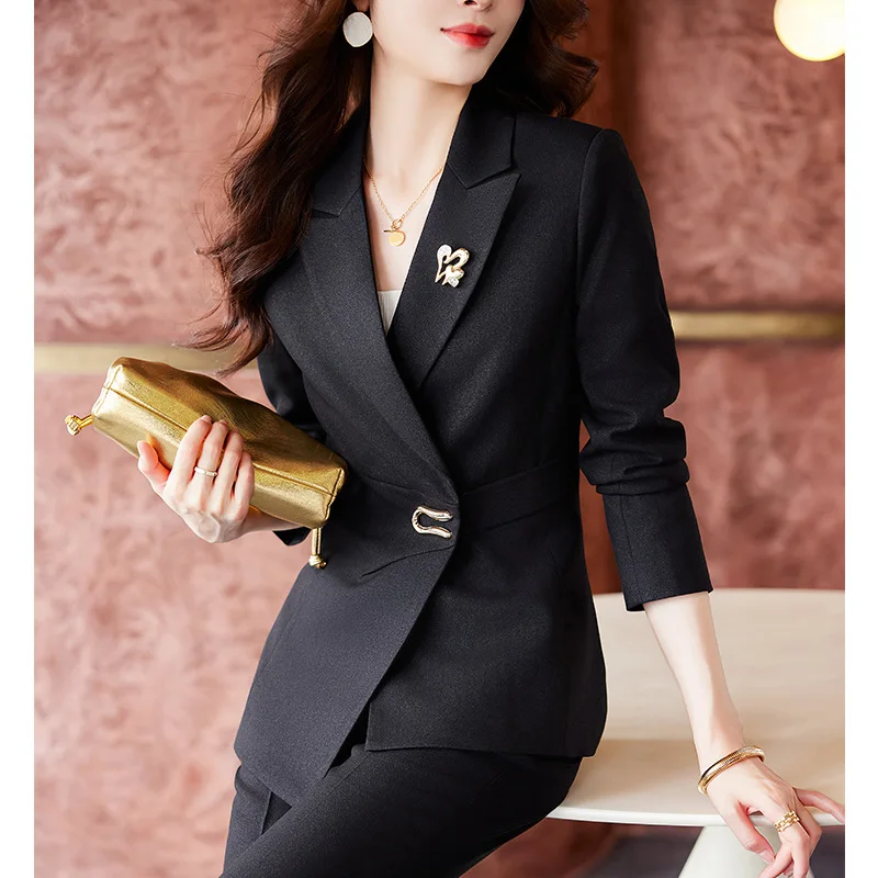 Completi da donna in cotone Set 2 pezzi Blazer + pantaloni donna primavera Office Lady Business Work Wear Fashion Girl Coat abito da ballo formale