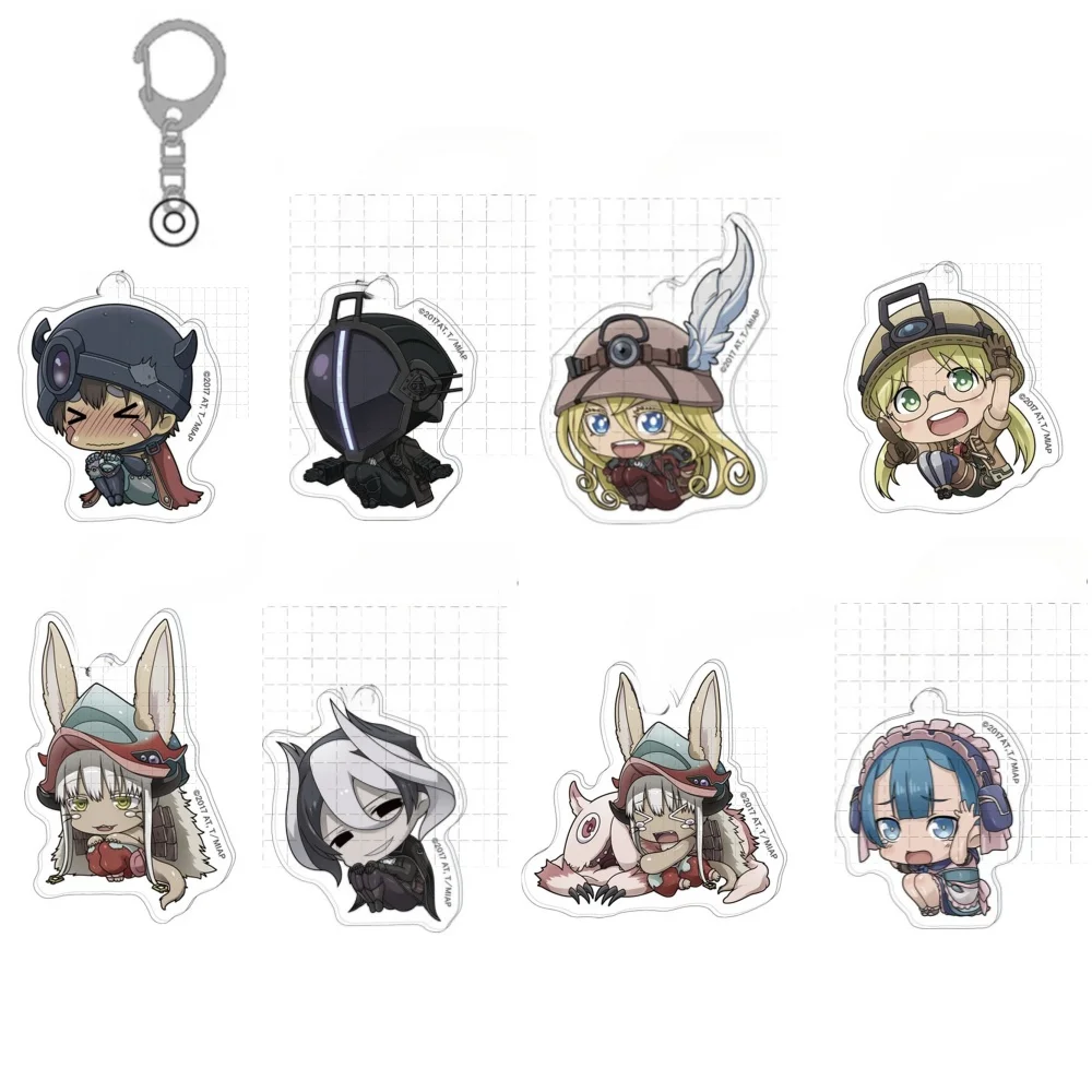 Game Wazukyan Vueko Riko Belaf Nanachi Anime Irumyuui Faputa Keychain Doll Acrylic Keyring Pendant for Gift