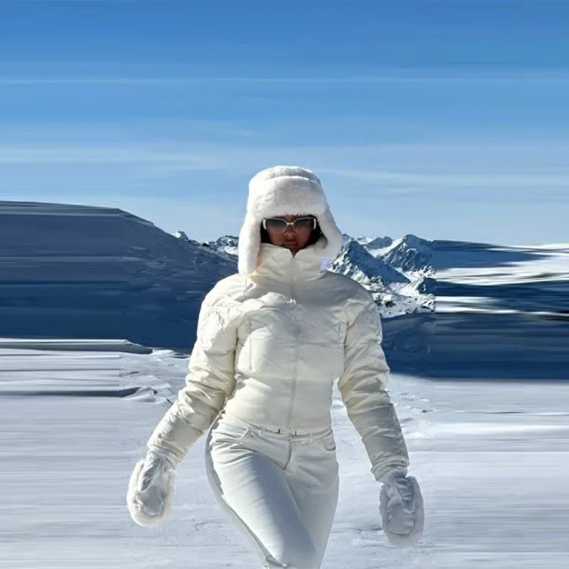 

Женское двухслойное хлопковое пальто с высоким воротом, зимняя элегантная уличная спортивная стеганая куртка 2025 года, модная облегающая толстая теплая верхняя одежда