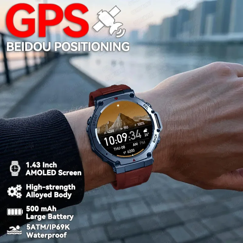 

2025 New Military Bluetooth Call Smart Watch Built-in GPS Compass Barometric Altimeter 10ATM Waterproof Sports Smartwatches Men