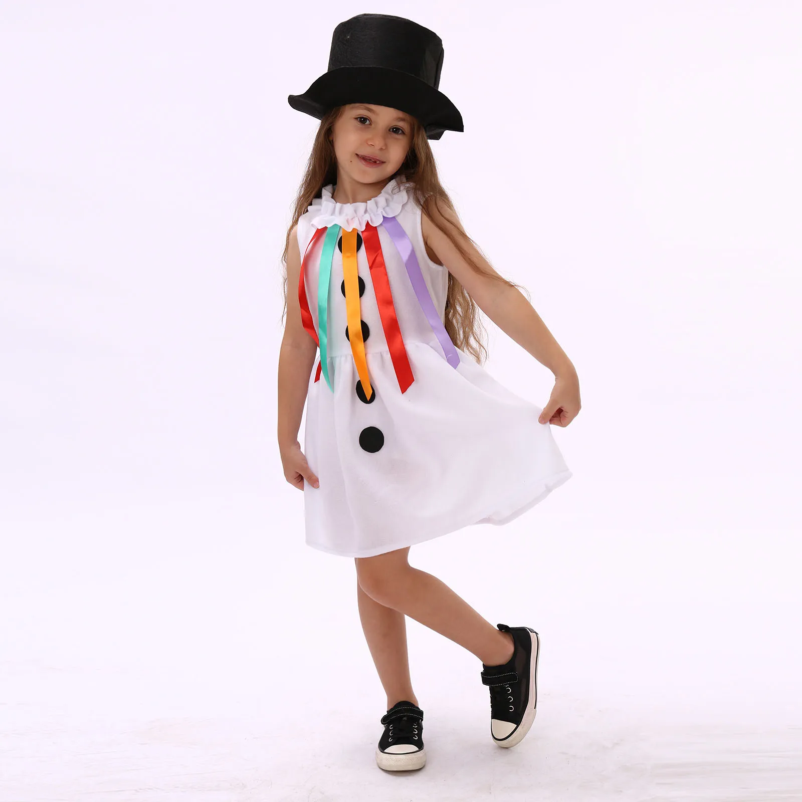 زي عيد الميلاد للأطفال الأولاد ذو قيمة ممتازة، بدلة قفز مرقعة بأكمام طويلة ورقبة دائرية ووشاح زي رجل الثلج التنكري