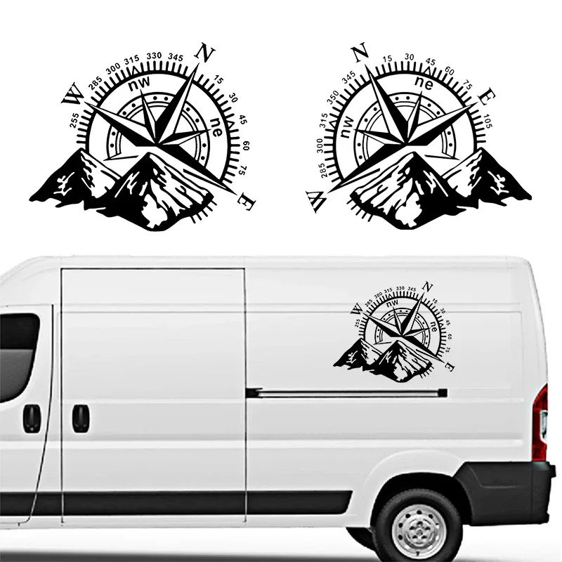 Vinyl Decal Mountain Compass Car Stickers Waterproof Auto Decor for Niva SUV 4X4 Off Road Rear Window