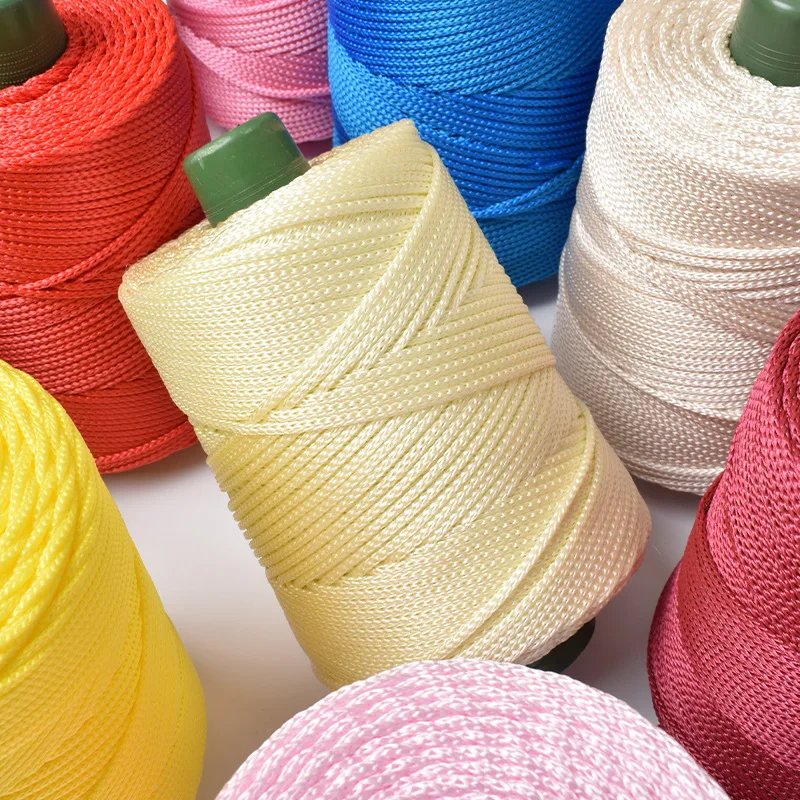 200m 3mm Crochet Yarns Hollow Ice Rope Thread for DIY Knitting Bag Purse Sun Hat Shoes Cushions Weaving Yarn Sewing Accessories