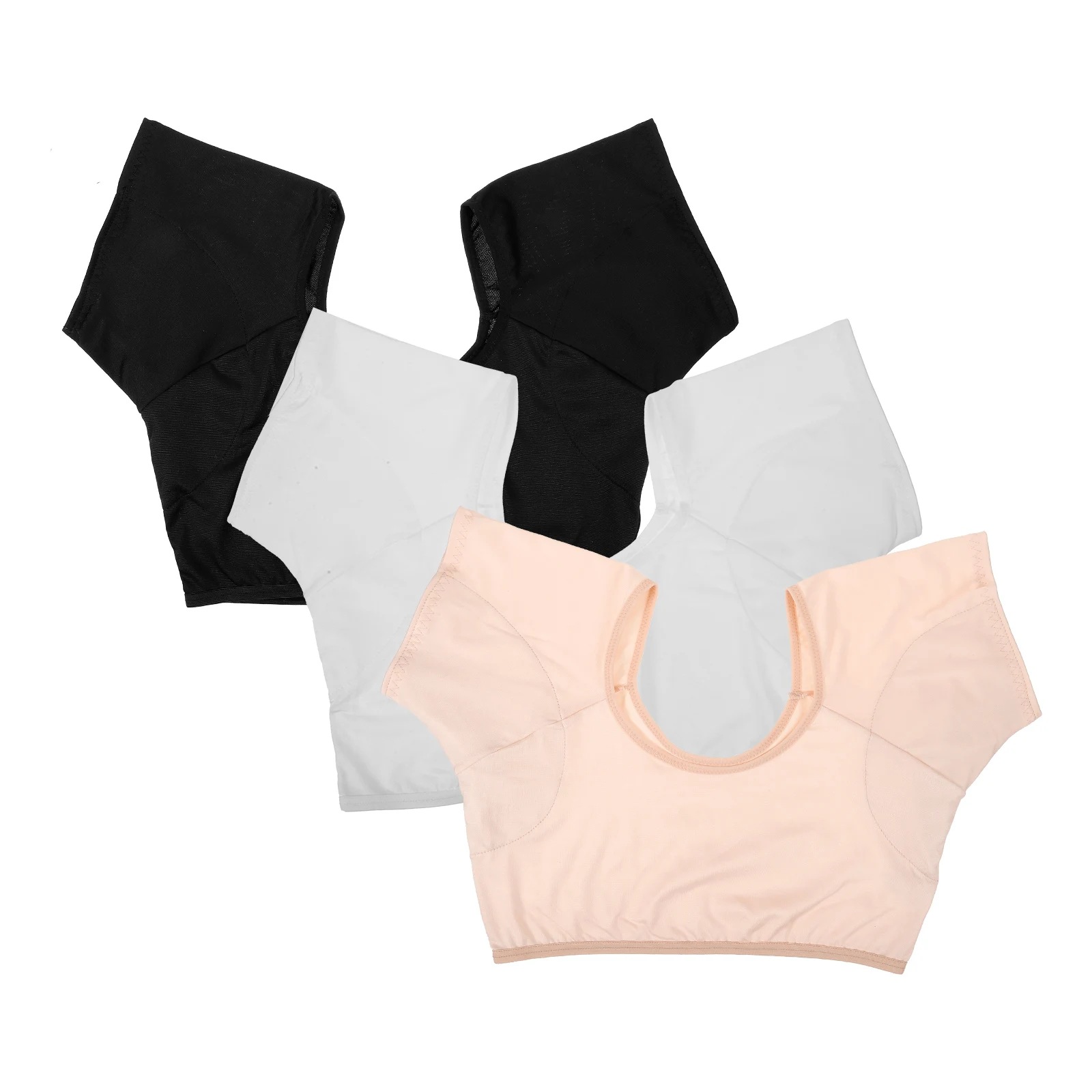 

3Pcs Short Cotton Underarm Sweat Vest For Women Girls Yoga Fitness With Black L