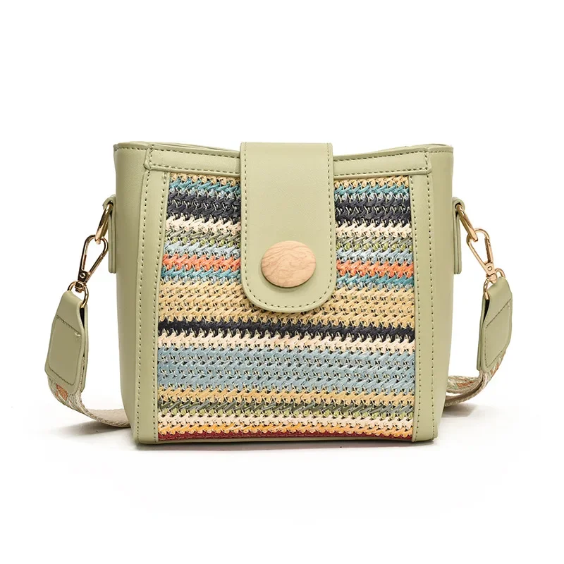 Лето 2023, новая сумка-мессенджер, модная и популярная соломенная сумка, тканая сумка-ведро в иностранном стиле в стиле ретро, сумка на плечо