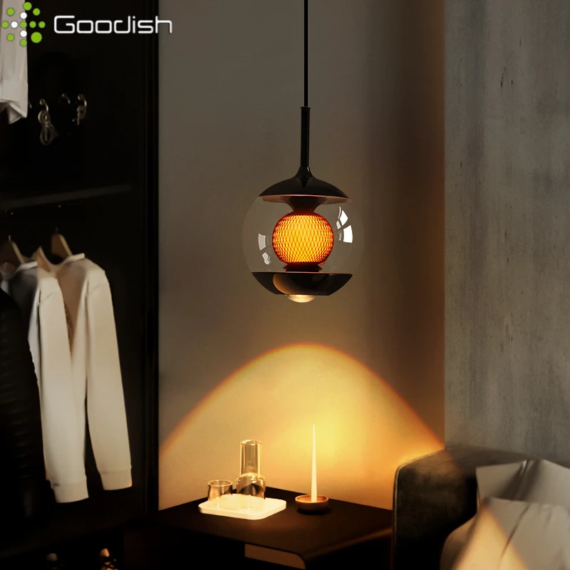 Minimalist Luxury Nordic Glass ball suspension bottle LED Pendant Lights Crystal Lamps for Restaurant Home Decoration Chandelier