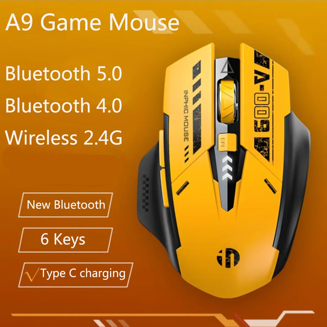 A9 Bluetooth Third Mock Examination Mouse Mute Charging Wireless Mause 2.4G/Bluetooth E-sports Game Mice For Desktop Laptop PC