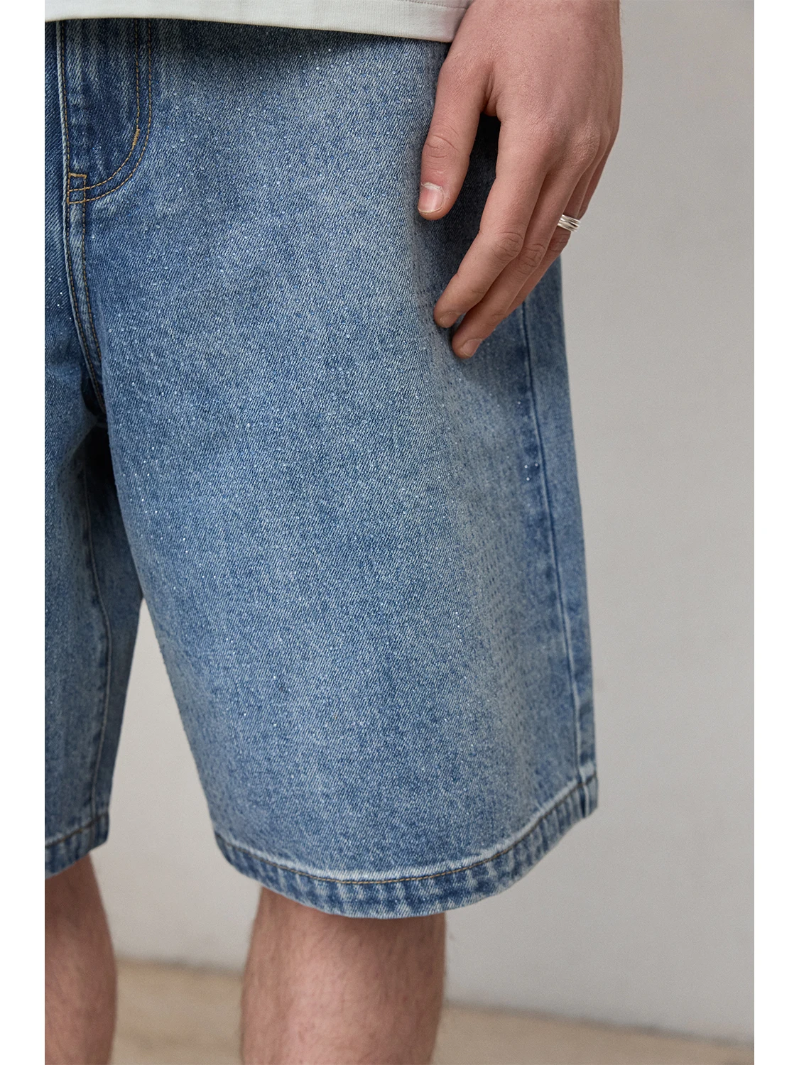 Lilbetter Washed Blue Rhinestone Decorated Casual Loose Denim Shorts Youth Fashion Urban Style Cotton Polyester Blend Summer ...