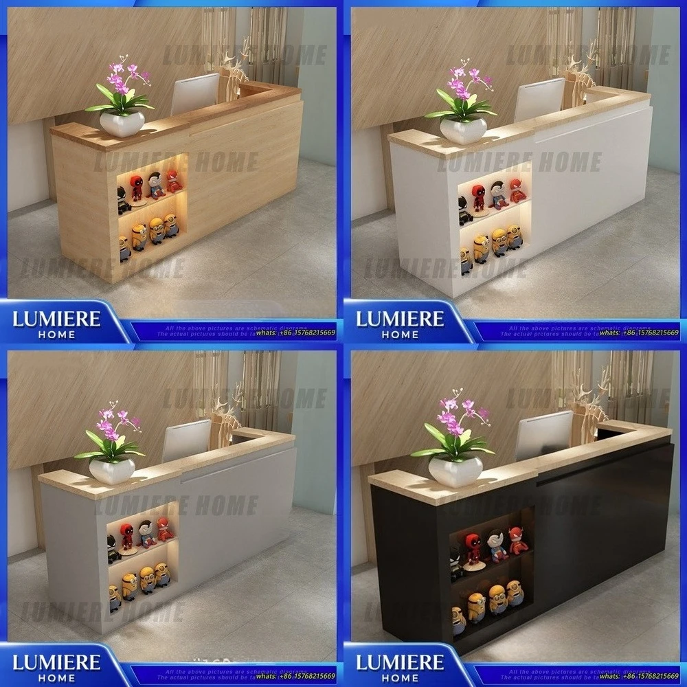 

Modern Reception Desk for Shop Office Salon Bar Counter Cashier Table Minimalist Front Desk Countertop Workstation for Hair