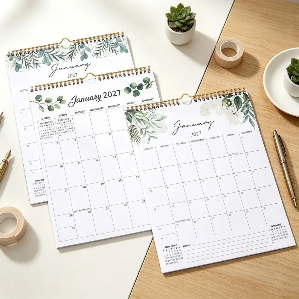 Creative 2027 Wall Calendar Portable with Large Grid Hanging Calendar 12 Months To Do List Calendar Planner Habit Tracker