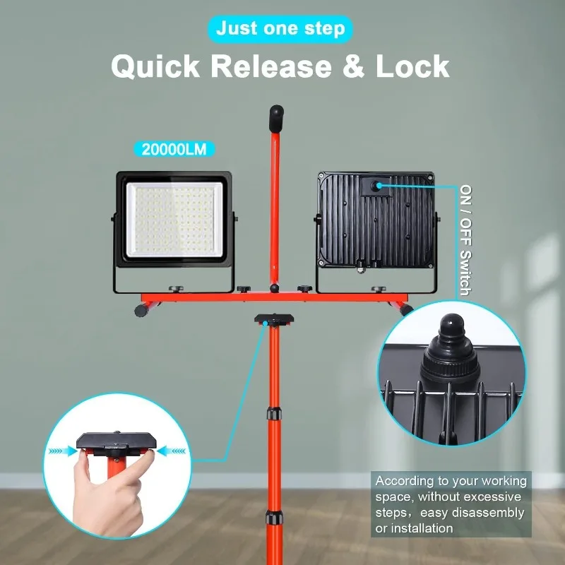 26000 Lumen LED Work Lights on Stand Tripod ,IP65 Waterproof Outdoor & Indoor for Job Site Workshop Security Lighting