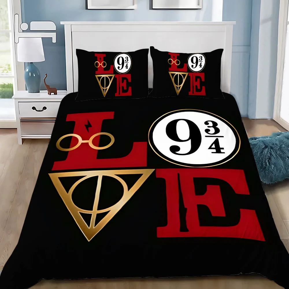 1-Duvet Cover Pillowcase Bedding Set P-Potters Adult Boy Girl Bedroom Decoration H-Harrys Children Gift Single Double Large Size