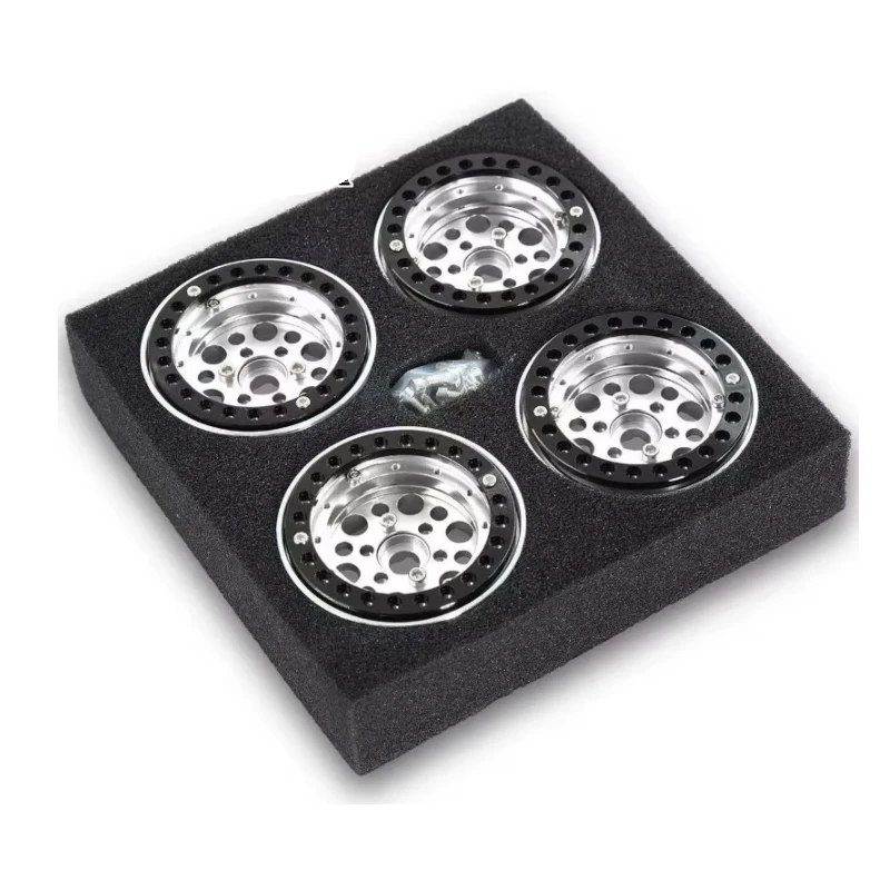 4Pcs 1.9 Inch Alloy Wheel Simulated Tire Set For 1/10 RC Off Road Crawler SCX10 TRX4 90046 D90 H12Y Upgrade Replacement Parts