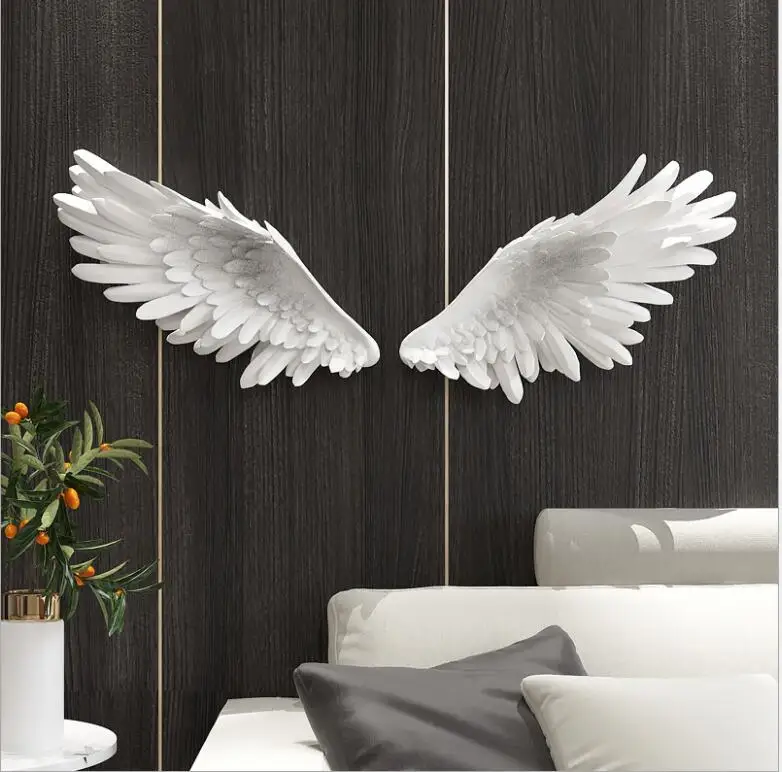 Nordic Resin Feather Wings 3D Wall Murals Home room Background Accessories Decoration Lobby Hotel Hall Sticker Crafts