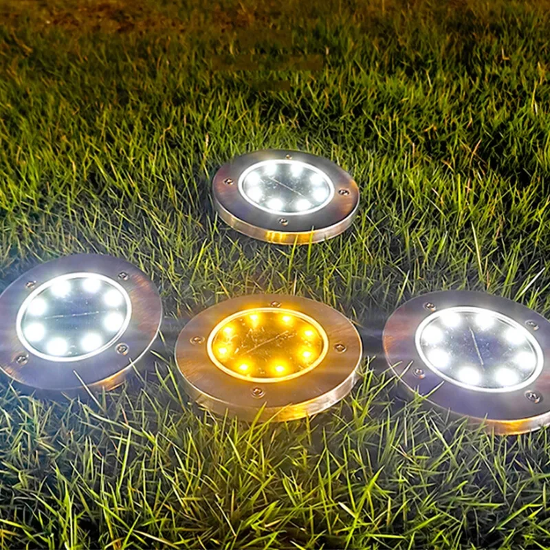 Lampada da terra a LED solare 8LED lampada da giardino per esterni lampade sotterranee impermeabili per la decorazione del prato giardino terrazza cortile