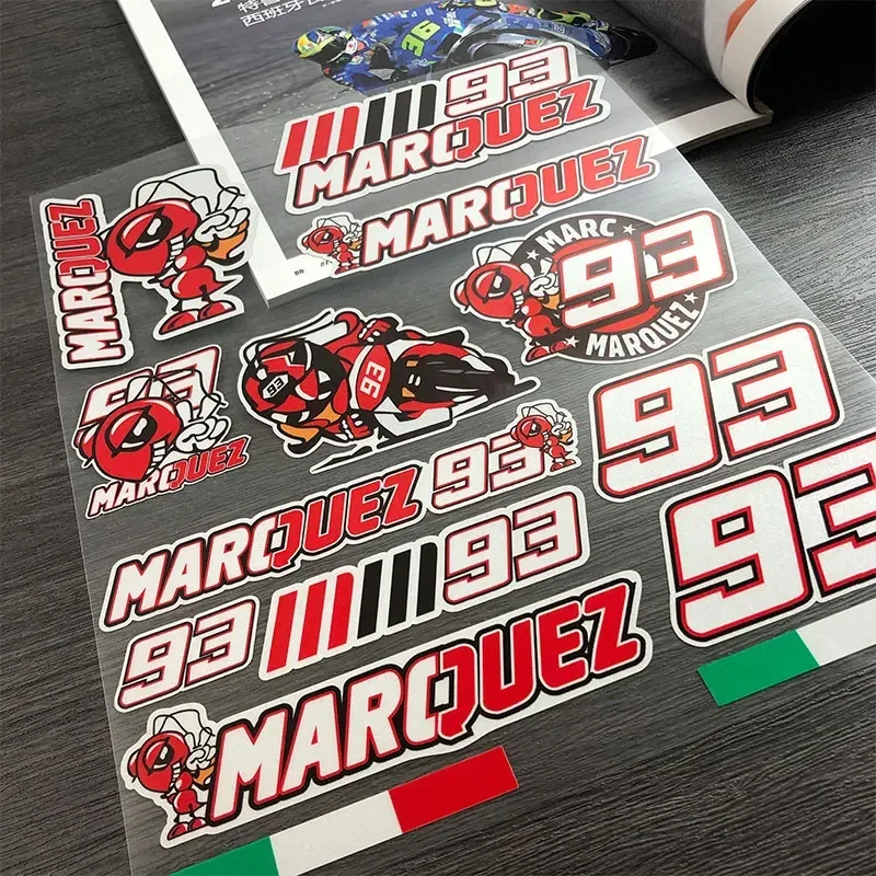 تعديل الدراجة النارية 93 ملصقات ماركيز عاكسة Motogp النمل الأحمر مقاوم للماء الترابية دراجة مربع خلفي خوذة الشارات الزخرفية