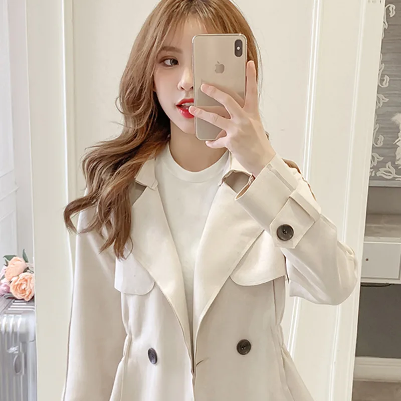 New Temperament Fashion Women\'s Casual Basic Design Elegant Casual Lapel Long Sleeve Streets Trench Vintage Coat Clothes