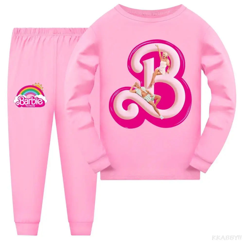 Boys Girls Pajama Sets Long-sleeves Cotton Set Sleepwear Children Christmas Nightwear Cartoon Barbie Pyjamas For Kids