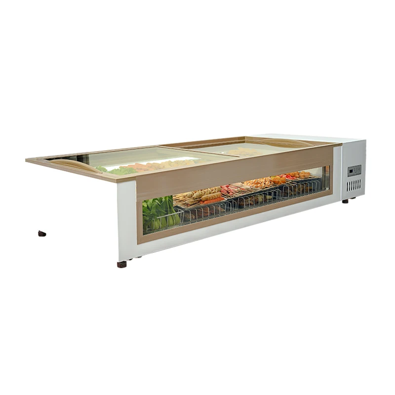 Small Commercial Desktop Glass-Free Refrigerated Freezer Display Cabinet: Specialized for Fresh-Keeping BBQ Skewers Customized