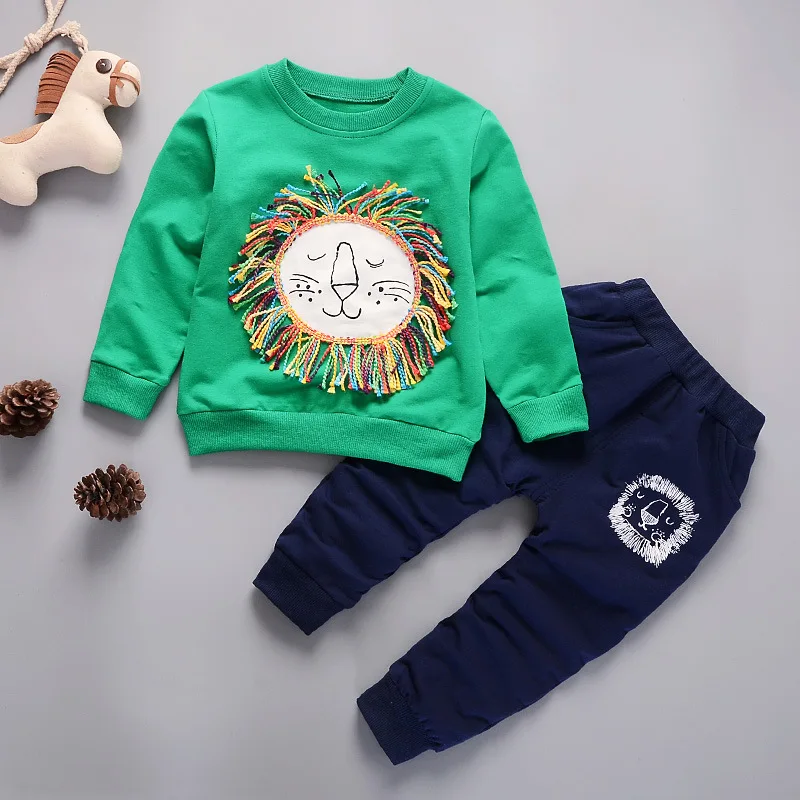 Children Clothing Baby Boys Outfit Sets New Winter Kids Clothes Boys Print Top+Pant Suit For Girls Clothes 1-2-3-4 Year