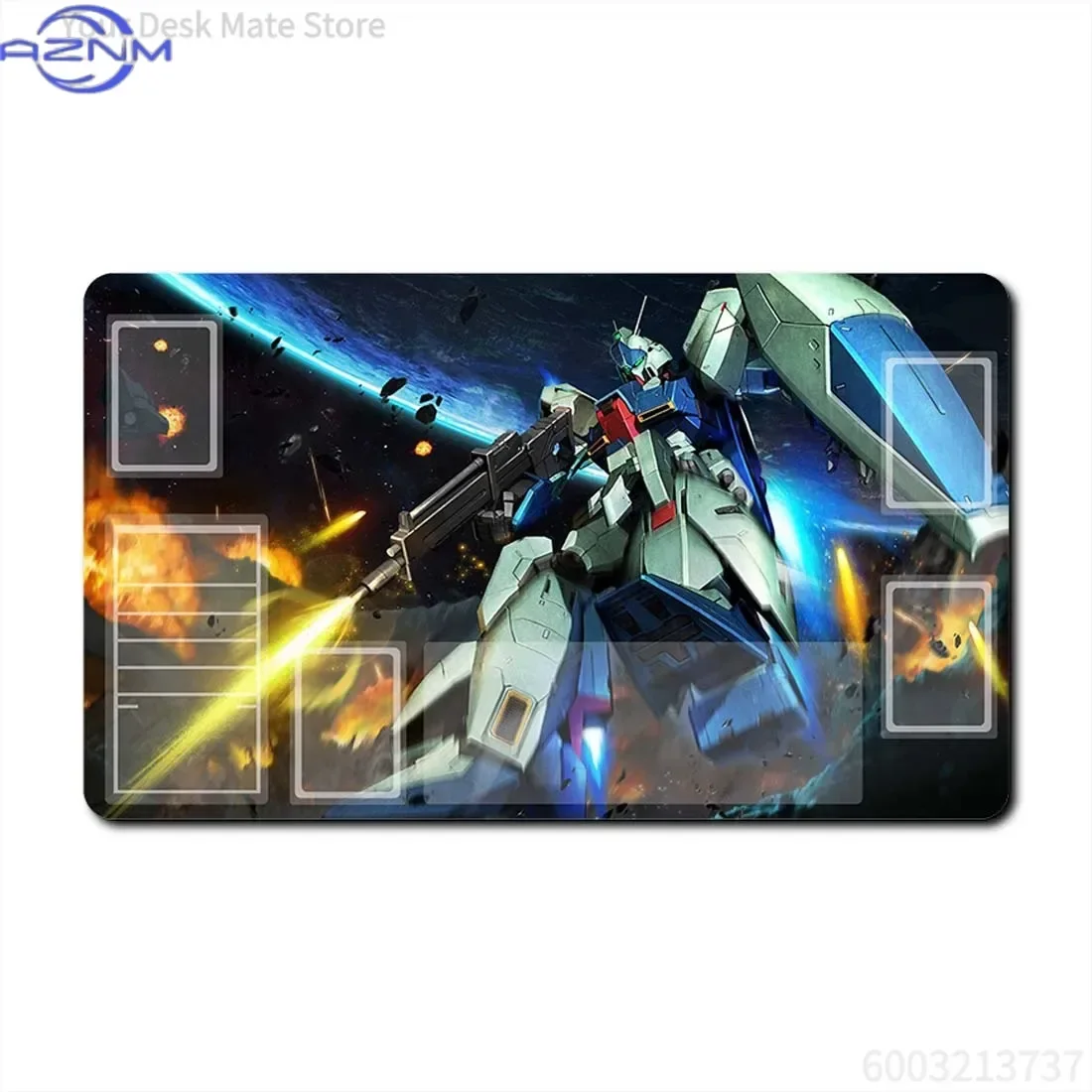 Anime Multiple Gundam Mecha TCG Playmat Mouse Pad, Rubber Anti-slip Gaming Mouse Pad, Space Robots Group Card Game Zone Print De