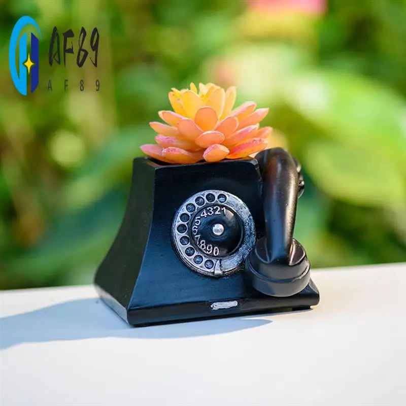 

AF89-Small Telephone Succulent Planter With Drain Hole Flowerpot Desk Decorate Ornament Personalized Gift Living Room Crafts