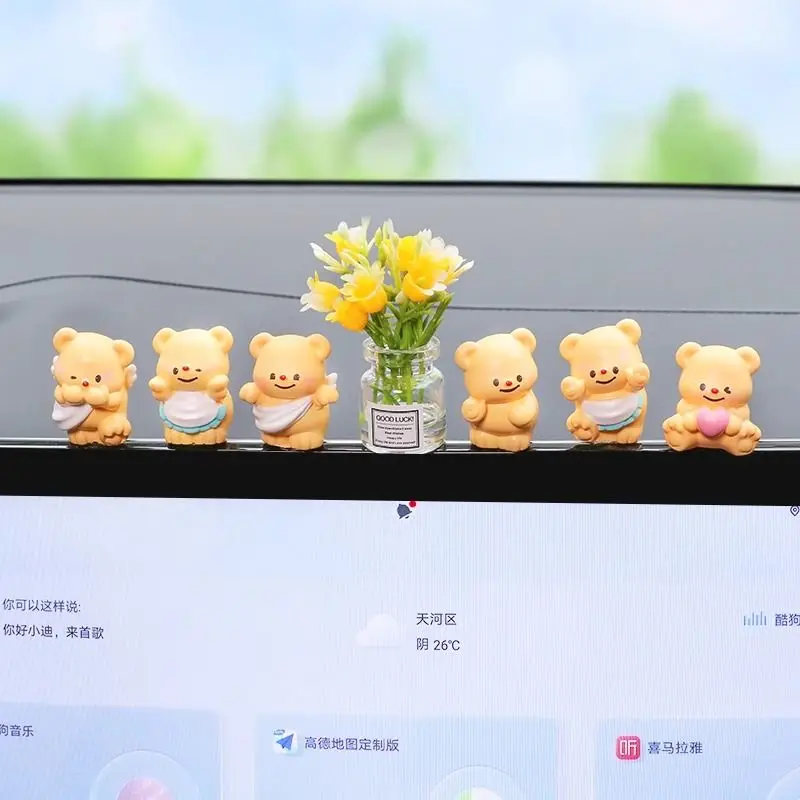 

New cute jewelry bear car ornaments butter cartoon car center console decoration decoration interior doll