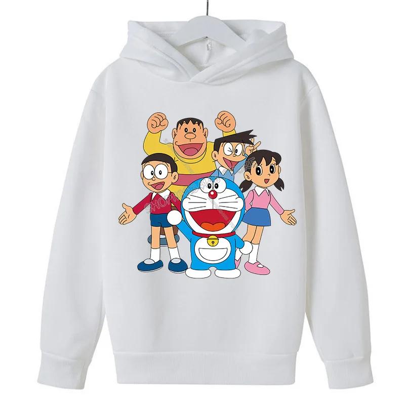 Doraemon Fleece Hoodie for Children Cartoon Partern Clothing Girls Boys Hoody Kids Anime Clothes Fashion Thick Sweatshirt Gift