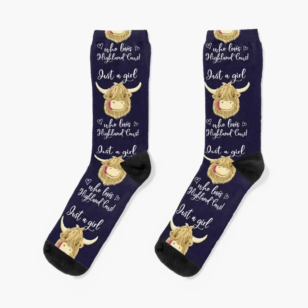 

Just A Girl Who Loves Scottish Highland Cows Socks christmas gifts cartoon winter Men Socks Luxury Brand Women's