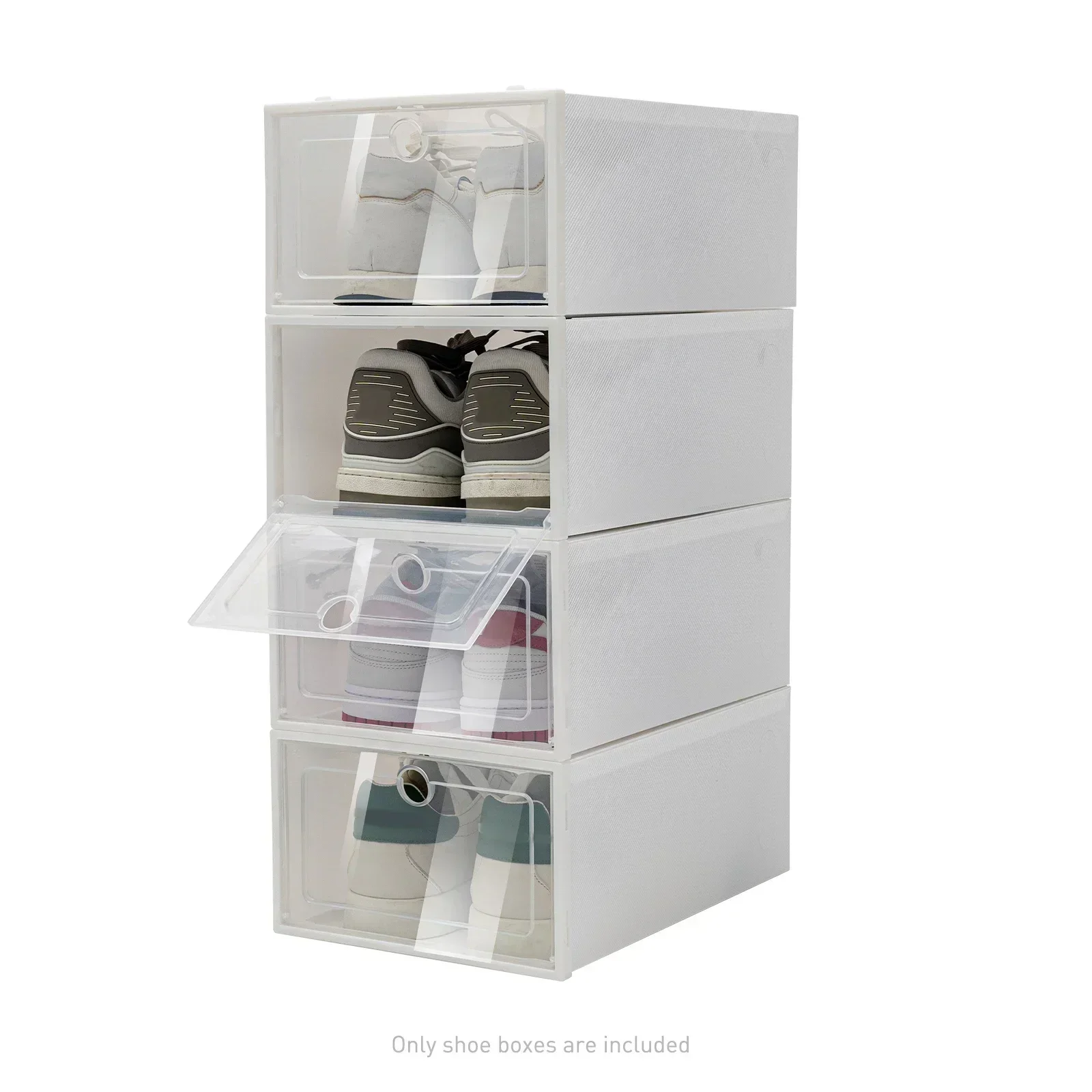 20PCS Clear Plastic Shoe Storage Boxes Clamshell Stackable and Foldable Display Shoe Rack Container for Closet Requires Assembly