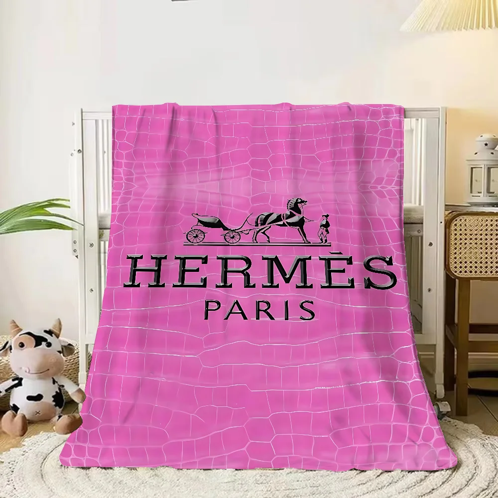 Picnic Throw Blanket for Sofa Luxury H-Hermes Plaid Cobija Fluffy Soft Blankets King Size Microfiber Bedding Home and Decoration